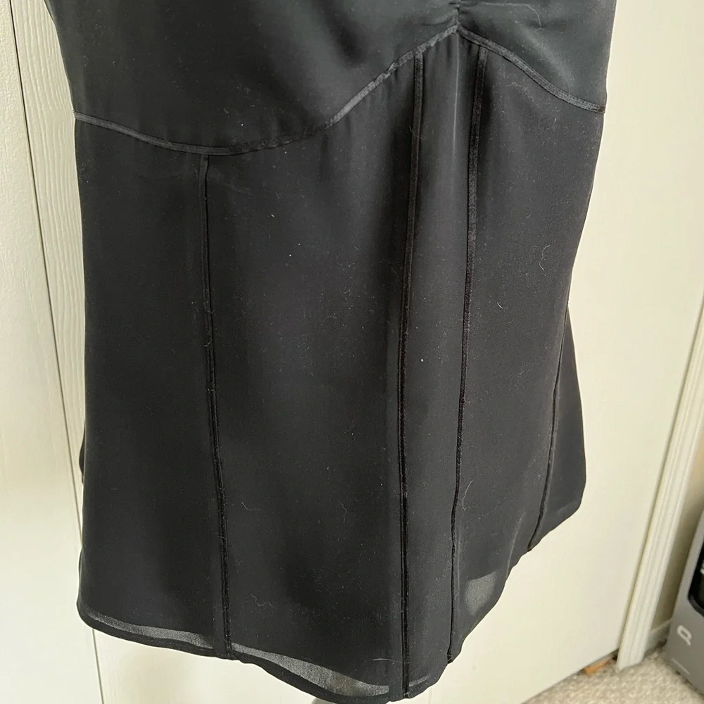 Express Design Studio Silk Chiffon Camisole Top Sz L Black Lined Side Zip - Picture 2 of 9